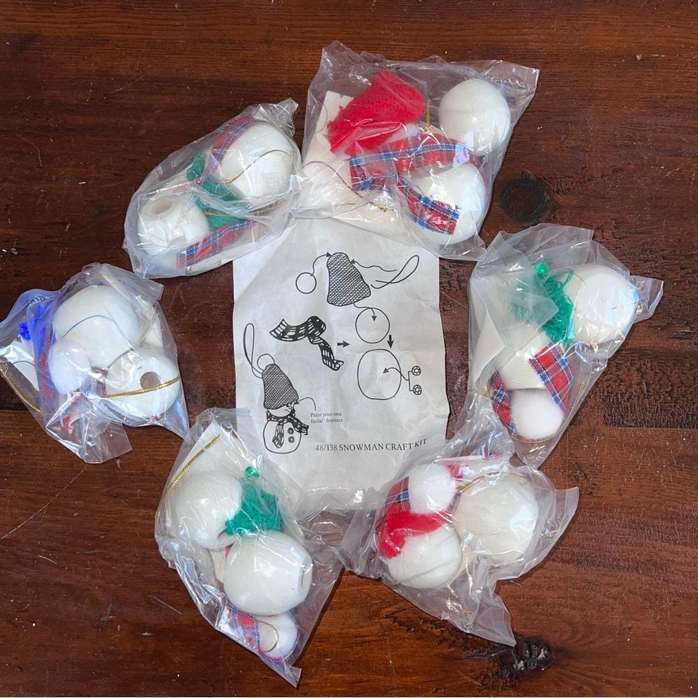 Wooden Snowman Ornament Craft Kits pack of six 3-1/2" tall